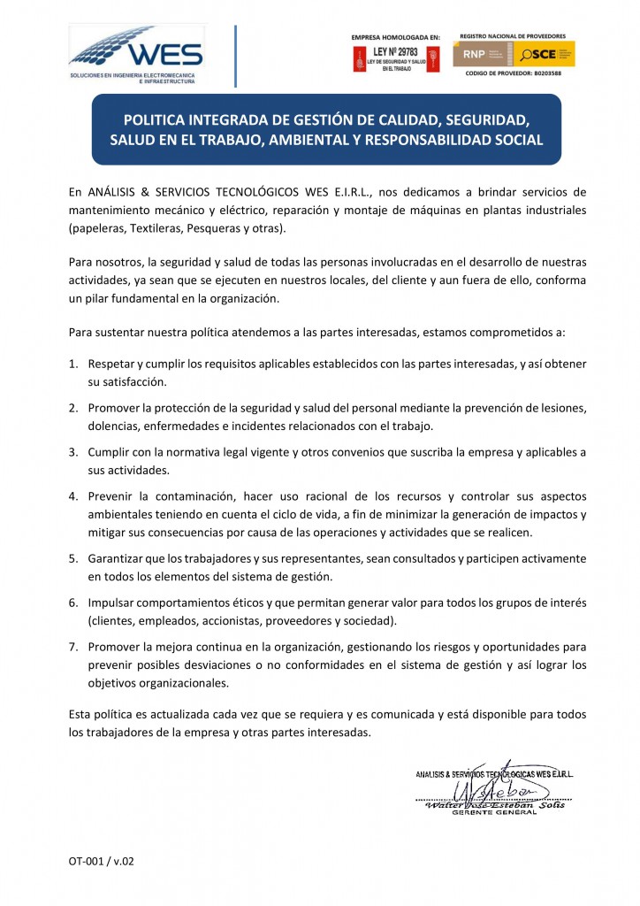 Política Integrada de Gestión