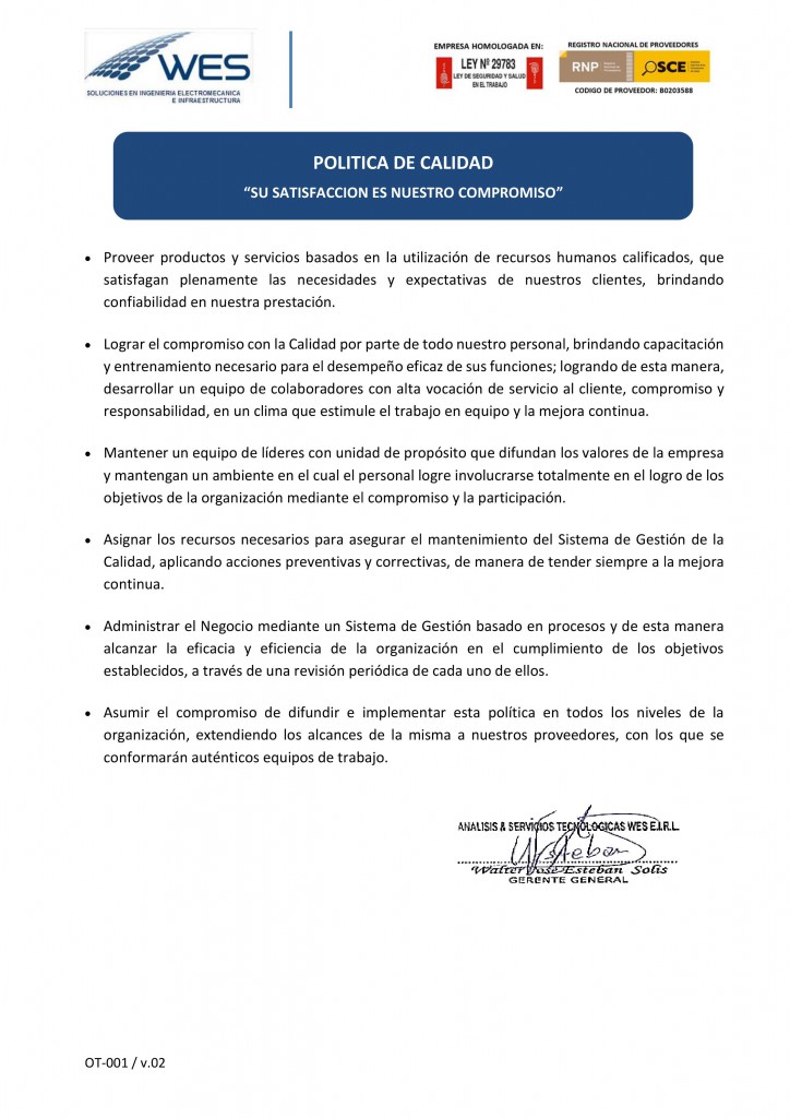 Política de Calidad